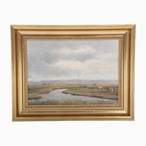 Sergius Frost, City of Tarm, Denmark, 1950s, Oil on Canvas, Framed-DQ-1294895