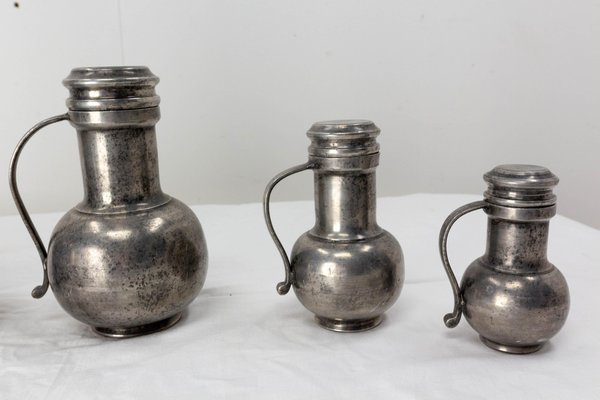 Series of Tin Pitchers, France, 1700s, Set of 5-RIU-1329328