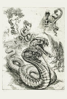 Serpent - Original Etching by M. Chirnoaga - Late 20th Century Late 20th Century-ZCI-757659