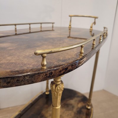 Serving Bar Cart in Goatskin and Brass, 1960s-NUC-2041079