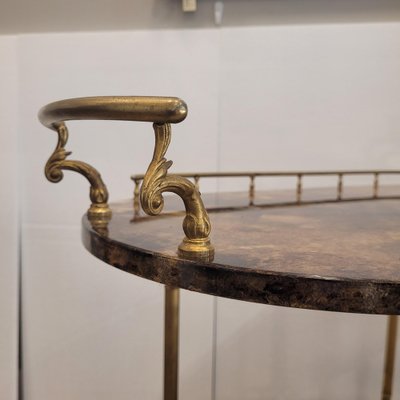 Serving Bar Cart in Goatskin and Brass, 1960s-NUC-2041079