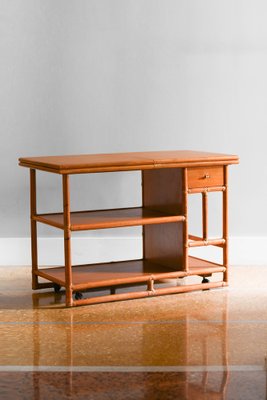 Serving Cart in Rattan with Adjustable Wood Top from McGuire, 1970-MNF-1752257