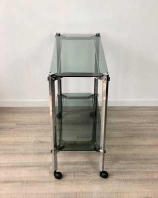 Serving Cart or Trolley in Chrome and Smoked Glass, Italy, 1970s-LYQ-1171579