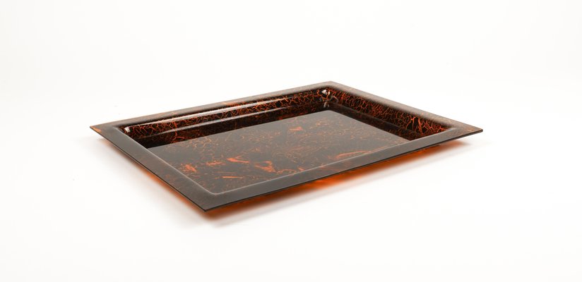 Serving Tray in Effect Tortoiseshell Acrylic Glass in the style of Christian Dior, Italy, 1970s-LYQ-1741996