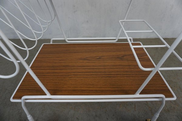 Serving Trolley with Newspaper Tray and Bottle Holder-GPQ-1281096