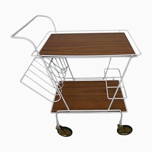 Serving Trolley with Newspaper Tray and Bottle Holder-GPQ-1281096