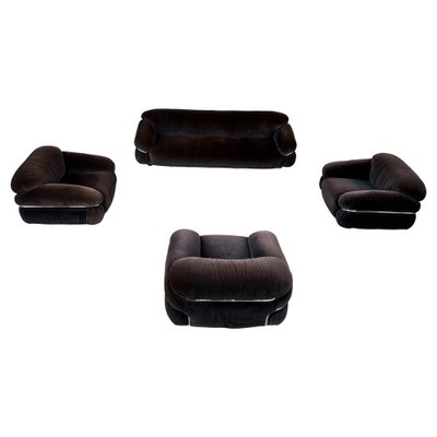 Sesann Lounge Set in Alpaca Velvet by Gianfranco Frattini for Cassina, 1972, Set of 4-RPH-1246045