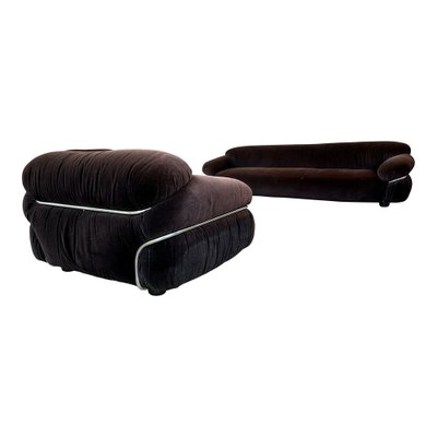 Sesann Lounge Set in Alpaca Velvet by Gianfranco Frattini for Cassina, 1972, Set of 4-RPH-1246045