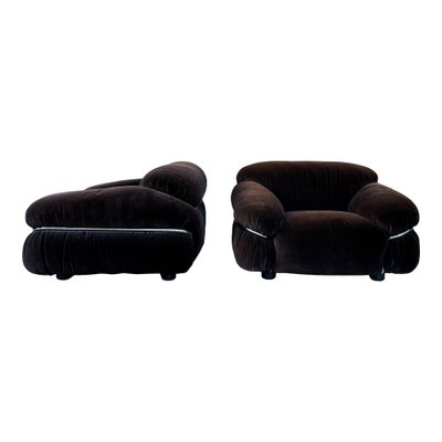 Sesann Lounge Set in Alpaca Velvet by Gianfranco Frattini for Cassina, 1972, Set of 4-RPH-1246045