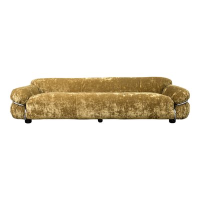 Sesann Lounge Set in Brown Velvet Khaki by Gianfranco Frattini for Cassini, 1972, Set of 2-RPH-1347592