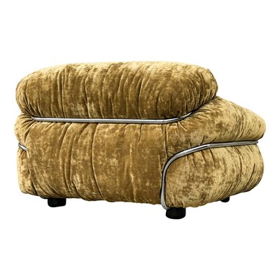 Sesann Lounge Set in Brown Velvet Khaki by Gianfranco Frattini for Cassini, 1972, Set of 2-RPH-1347592