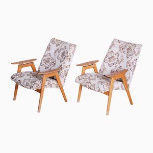 Set of Two Original Mid-Century Beige Armchairs by Jan Šmídek, Beech, Czech, 1950s, Set of 2-WHY-1778059