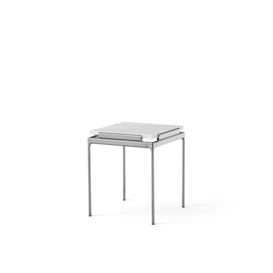 Set LN11 Side Table by &tradition #Bianco Carrara/Dark Chrome