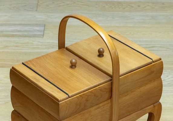 Sewing Box / Basket in Elm, Sweden, 1950s-JE-1702057