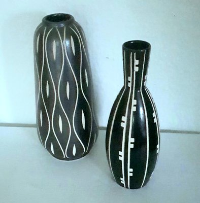 Sgraffito Vases, 1960s, Set of 2-QDP-984501