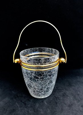 Shaker and Ice Bucket in Gilt from Val Saint Lambert, 1960s, Set of 2-XQY-924272