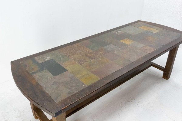 Shaker Style Farmhouse Table with Stone Tiled Top, France, Mid-20th Century-RIU-1263665