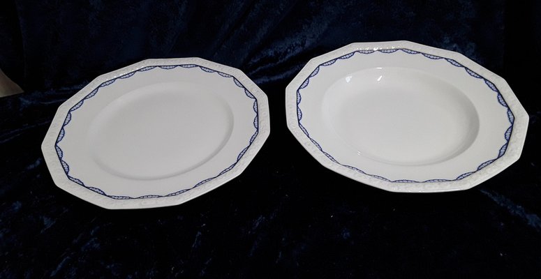 Shallow and Deep Serving Bowls Maria Series with Blue Decoration by Rosenthal, 1930s, Set of 2-HOI-1724087