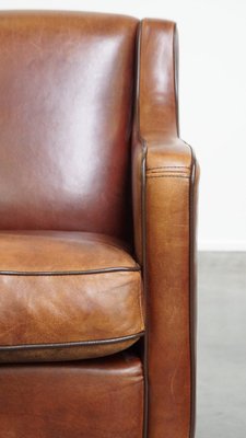 Sheep Leather Armchair with Dark Brown Piping-HPP-2023266