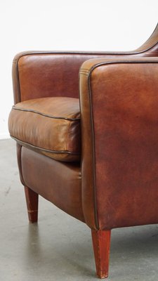 Sheep Leather Armchair with Dark Brown Piping-HPP-2023266