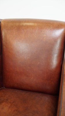 Sheep Leather Armchair with Dark Brown Piping-HPP-2023266