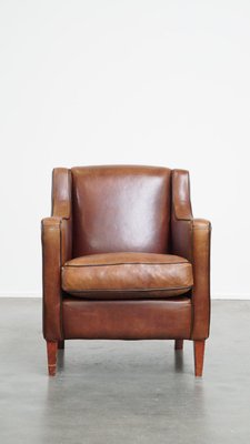 Sheep Leather Armchair with Dark Brown Piping-HPP-2023266