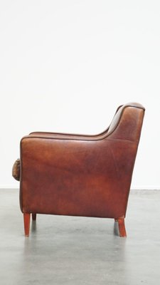 Sheep Leather Armchair with Dark Brown Piping-HPP-2023266