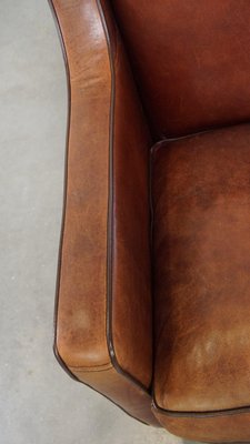 Sheep Leather Armchair with Dark Brown Piping-HPP-2023266