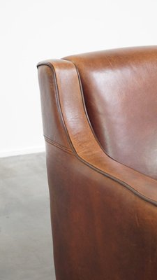 Sheep Leather Armchair with Dark Brown Piping-HPP-2023266