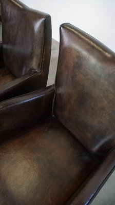 Sheep Leather Dining Room Chairs attributed to Bart Van Bekhoven, Set of 4-HPP-2036600