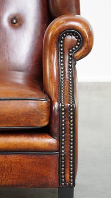 Sheep Leather Wingback Chair-HPP-2024326