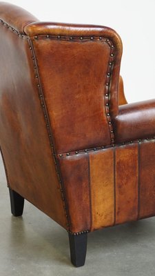 Sheep Leather Wingback Chair-HPP-2024326