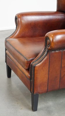 Sheep Leather Wingback Chair-HPP-2024326