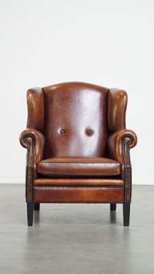 Sheep Leather Wingback Chair-HPP-2024326