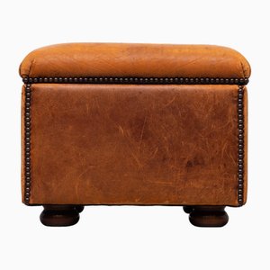 Sheepskin Leather Pouf with Storage, 1970s-GCG-2041810