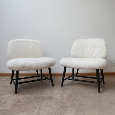 Sheepskin Shearling TeVe Lounge Chairs by Alf Svensson, Set of 2-JRP-943805