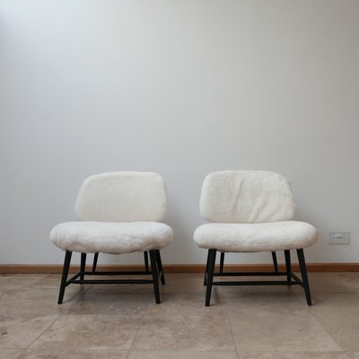 Sheepskin Shearling TeVe Lounge Chairs by Alf Svensson, Set of 2-JRP-943805