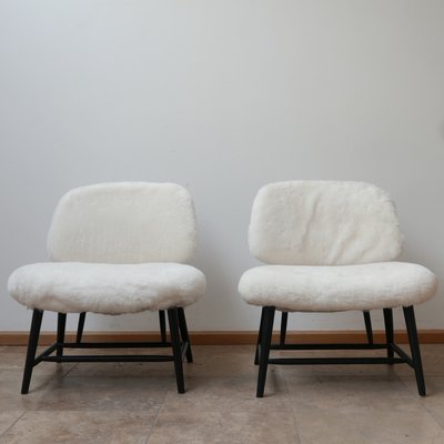 Sheepskin Shearling TeVe Lounge Chairs by Alf Svensson, Set of 2-JRP-943805