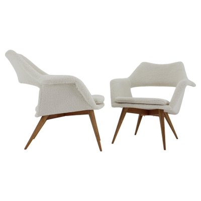 Sheepskin Shell Armchairs from Miroslav Navratil, 1960s, Set of 2-TZ-1358343