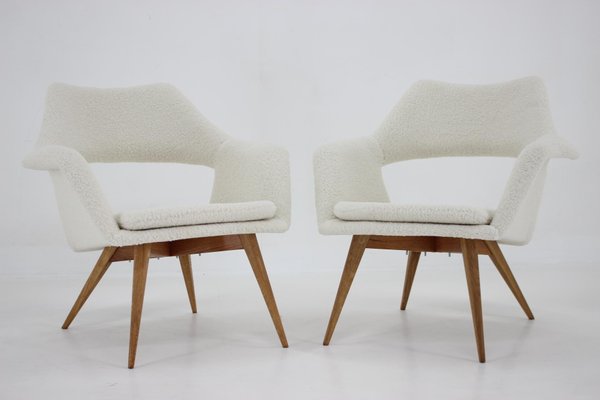 Sheepskin Shell Armchairs from Miroslav Navratil, 1960s, Set of 2-TZ-1358343