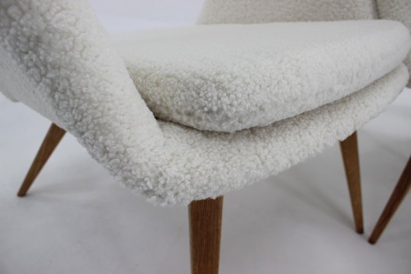 Sheepskin Shell Armchairs from Miroslav Navratil, 1960s, Set of 2-TZ-1358343