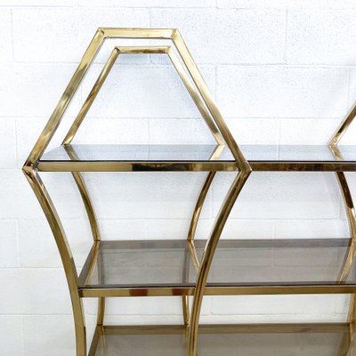 Shelf in Golden Brass and Smoked Glass-BEW-1355127