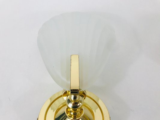 Shell Shaped Brass and Glass Wall Lamps, 1980s, Set of 2-PUK-636578