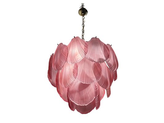 Shell-Shaped Ceiling Light in Pink Glass, 1980s-JJC-1798822