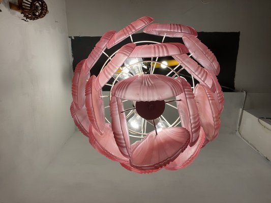 Shell-Shaped Ceiling Light in Pink Glass, 1980s-JJC-1798822