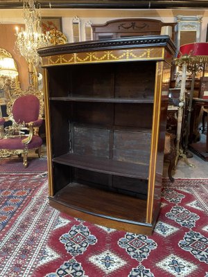 Sheraton Style Wooden Inlay Bow Front Bookcase-NSG-1219391