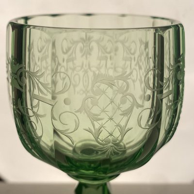 Sherry Wine Glasses with Green Maria Theresia Decor by Stefan Rath for Josef Lobmeyr, Austria, 1910s, Set of 12-HWV-1775406