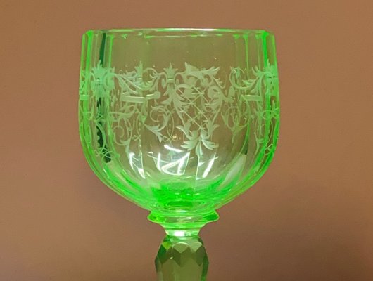 Sherry Wine Glasses with Green Maria Theresia Decor by Stefan Rath for Josef Lobmeyr, Austria, 1910s, Set of 12-HWV-1775406