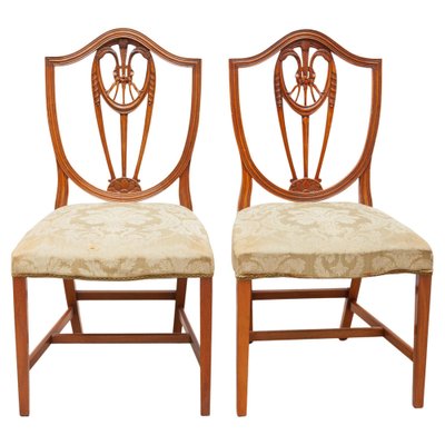 Shield Back Wheatsheaf Design Dining Chairs in the Style of Hepplewhite, Set of 6-KL-1128711