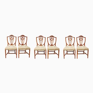 Shield Back Wheatsheaf Design Dining Chairs in the Style of Hepplewhite, Set of 6-KL-1128711